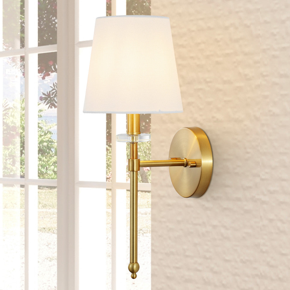 Olivia Modern Midcentury Iron LED Vanity, Brass Gold, 1-Light