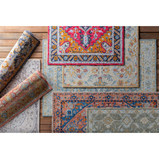 Surya Panipat PNP-2300 9'x12' Rug, Clay/Bright Blue/Dark Blue/Taupe/Light Gray