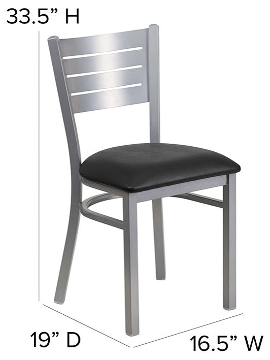 Silver Slat Chair-Black Seat