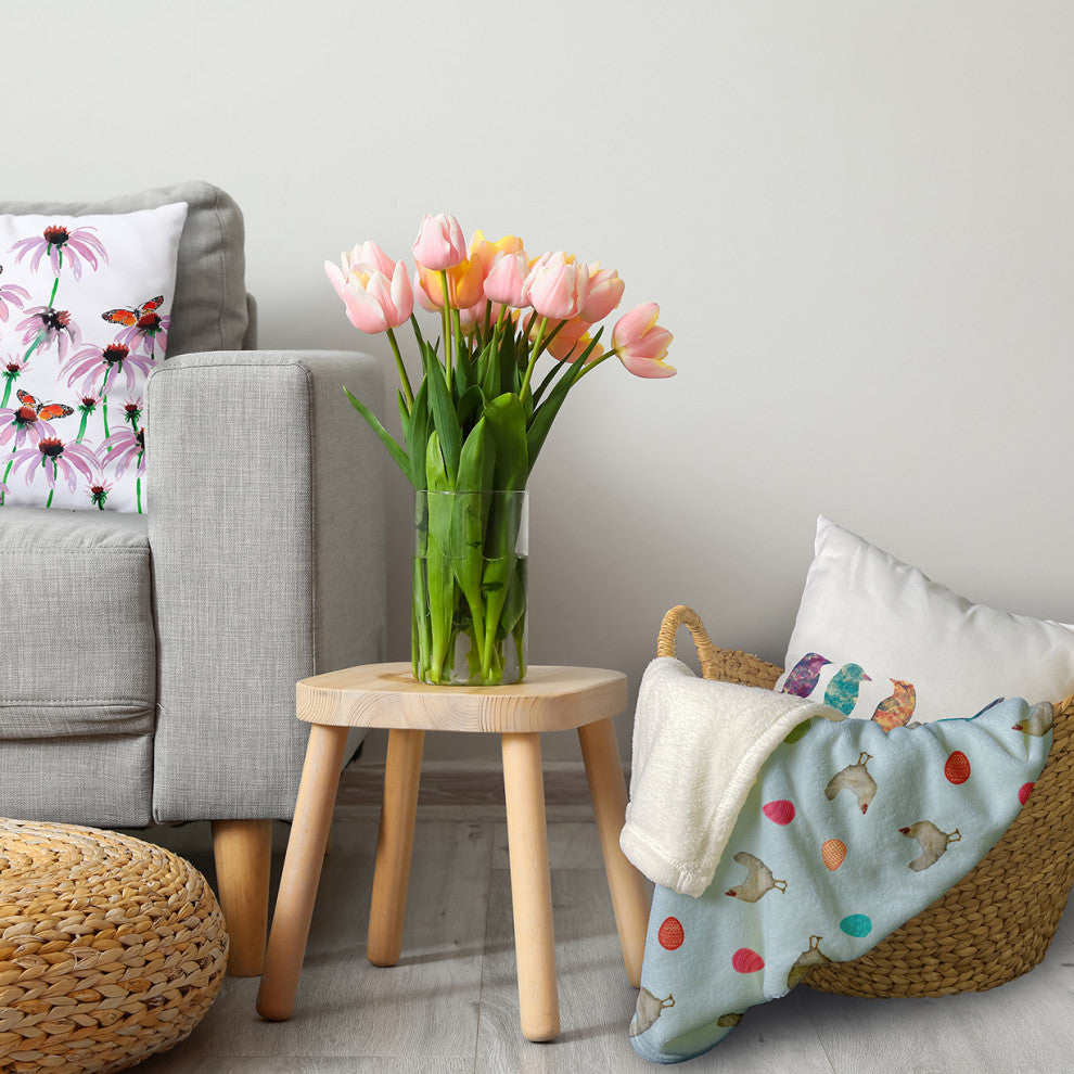 60 x 80 in Chickens and Eggs Easter Throw Blanket, After Rain Blue