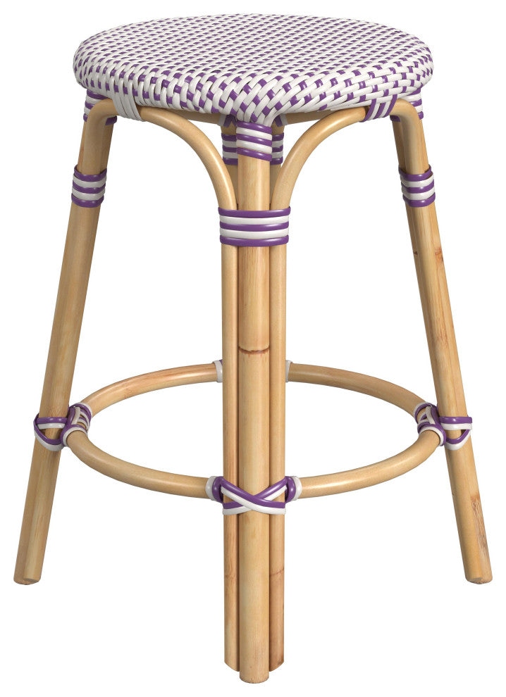 Tobias Rattan Counter Stool, Purple