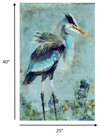 Blue Watercolor Heron Wall Art