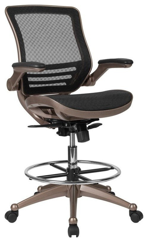 Drafting Chair | Adjustable Height Mid-Back Mesh Drafting Chair with Arms