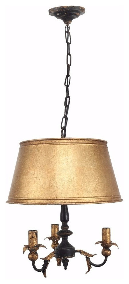 Simply Elegant Metal Chandelier, Gold and black
