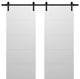 Double Barn Door 64 x 80, Planum 0770 Painted White, 13' Rail