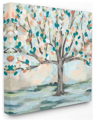 Abstract Tree Pastel Blue Pink Painting, 24"x24"