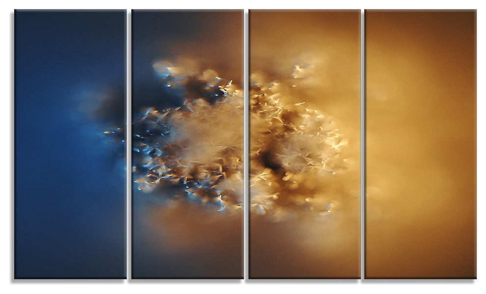Small Macro Prickly Texture Brown, Abstract Canvas Wall Art, 48"x28", 4 Panels