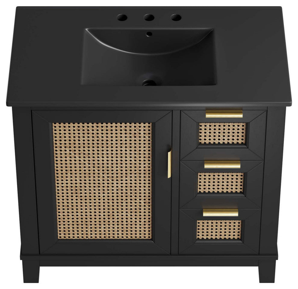 Dixie 36" Solid Wood Bathroom Vanity Cabinet, Black Black