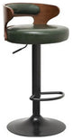 Minimalistic Black Leg Leather Bar Chair, Green, Dark Wood Backrest