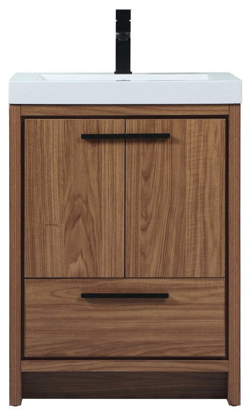 Walker Walnut Brown-Light Bathroom Vanity, Walnut Brown, 24"