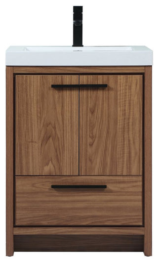 Walker Walnut Brown-Light Bathroom Vanity, Walnut Brown, 24"