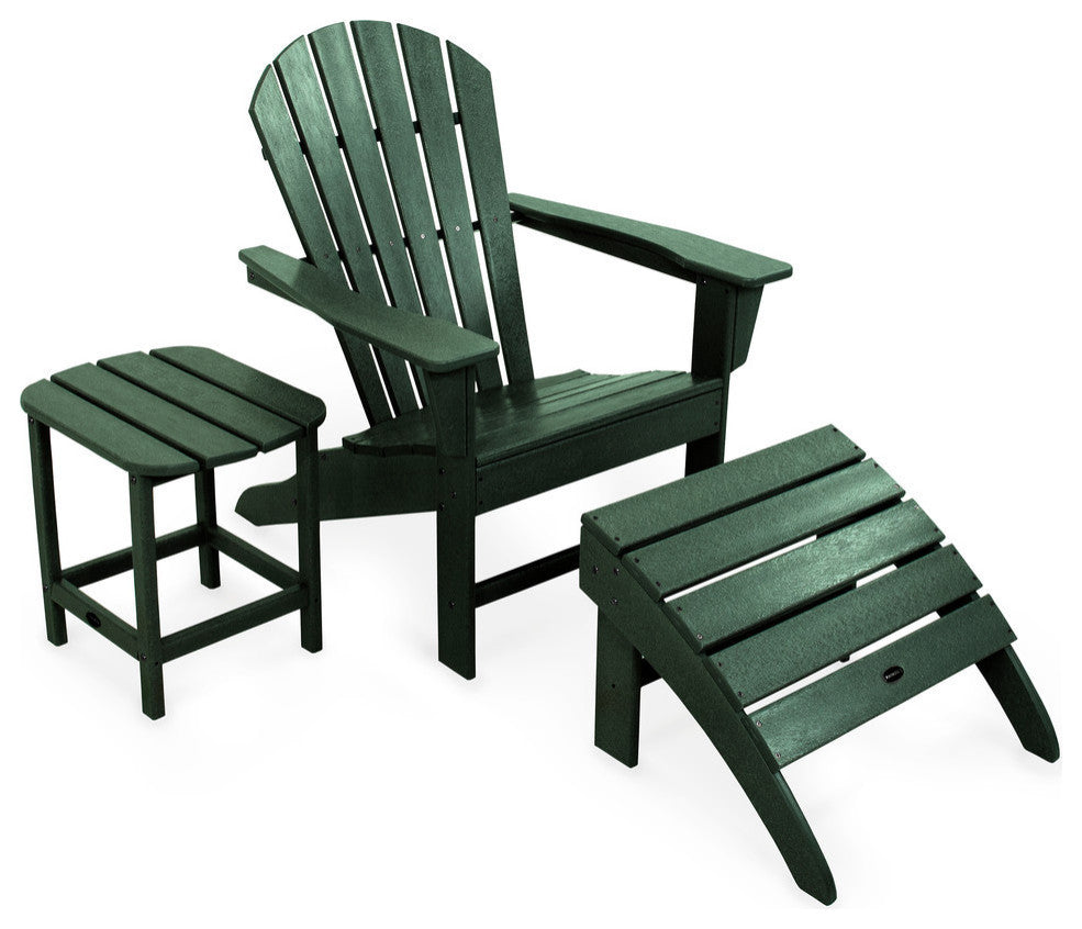 Polywood South Beach Adirondack 3-Piece Set, Green