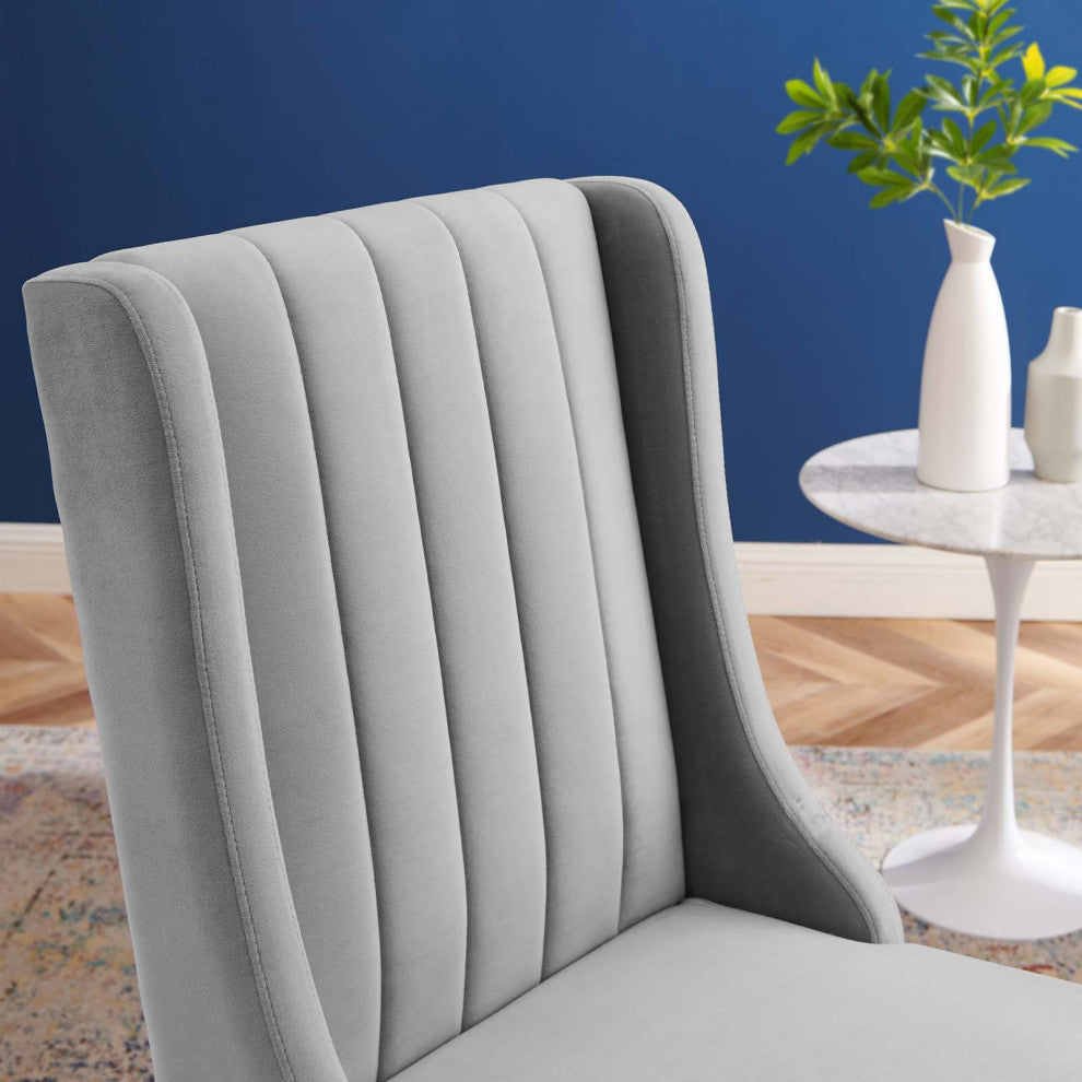 Side Dining Chair, Set of 2, Velvet, Gray, Modern, Cafe Bistro Restaurant