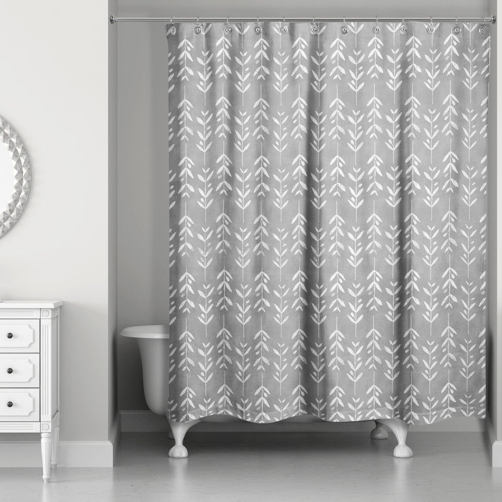 Gray Vine Pattern 71x74 Shower Curtain