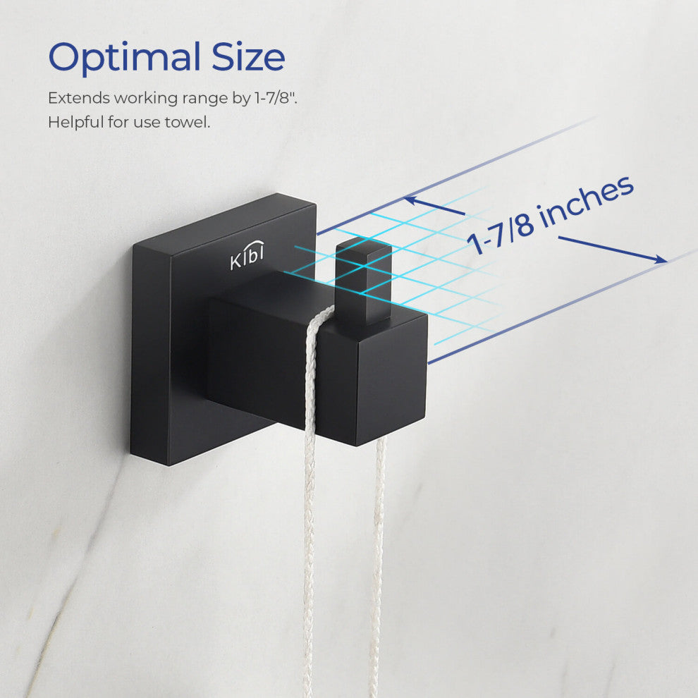 Cube Bathroom Robe Hook KBA1501, Matte Black