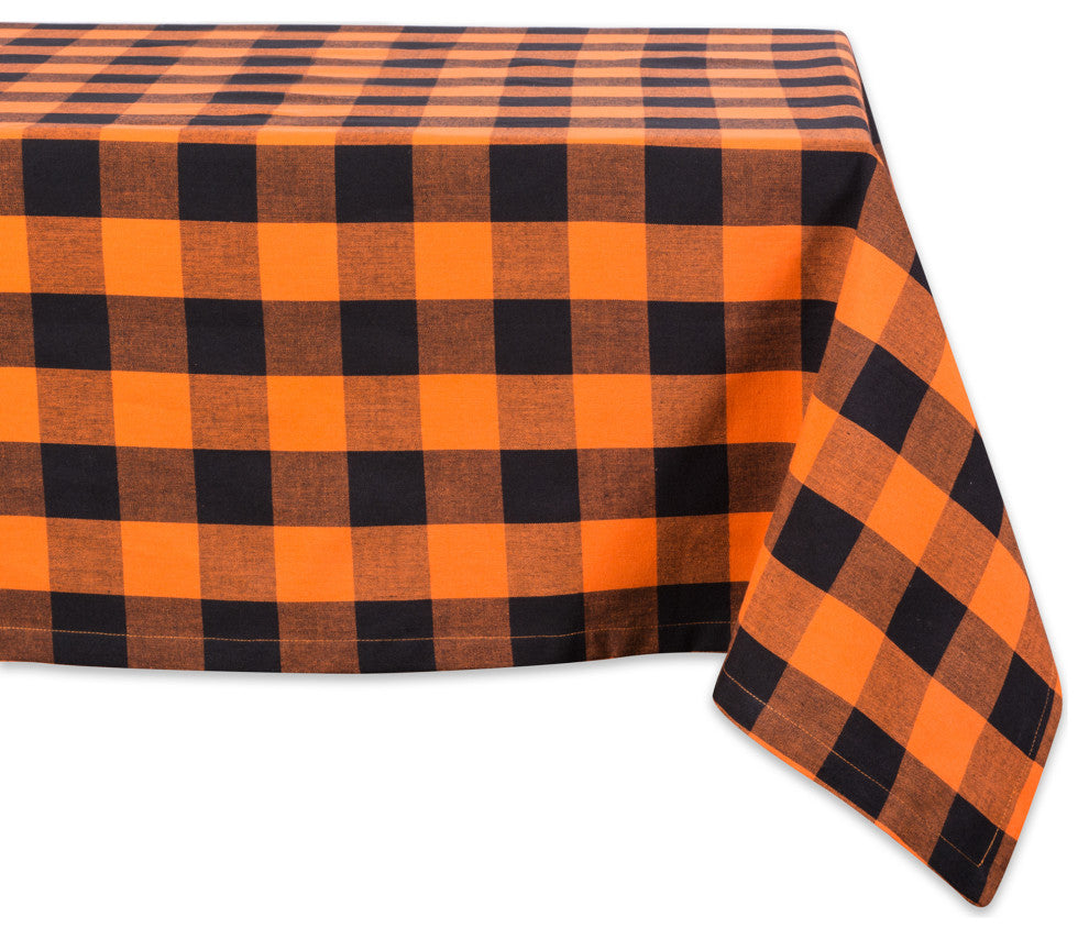 DII Orange Buffalo Check Tablecloth