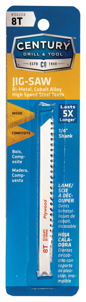 Bi-Metal Jig Saw Blade, Universal Shank, 8Tx3-5/8"
