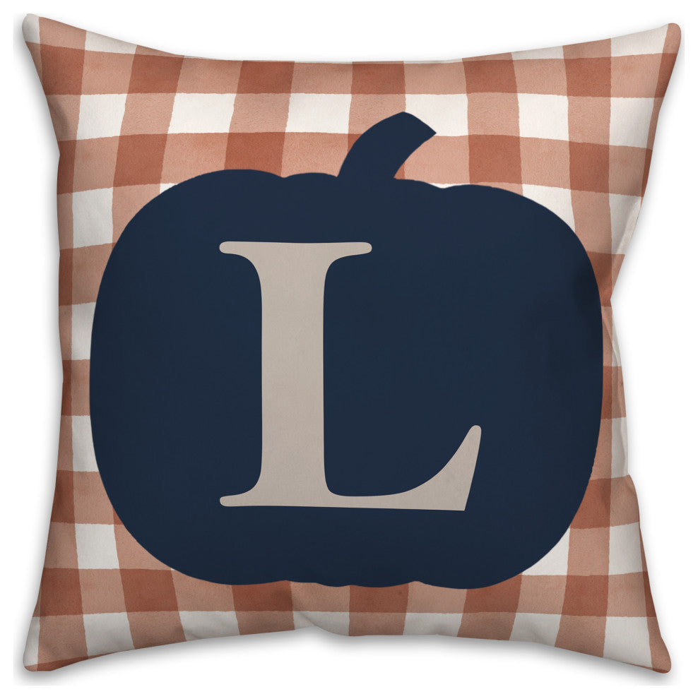 Blue Pumpkin Monogram L 18x18 Spun Poly Pillow