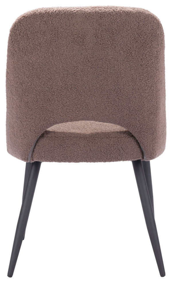 Dining Chair, Set of 2, Steel Metal, Fabric, Brown, Black, Kitchen Cafe Bistro