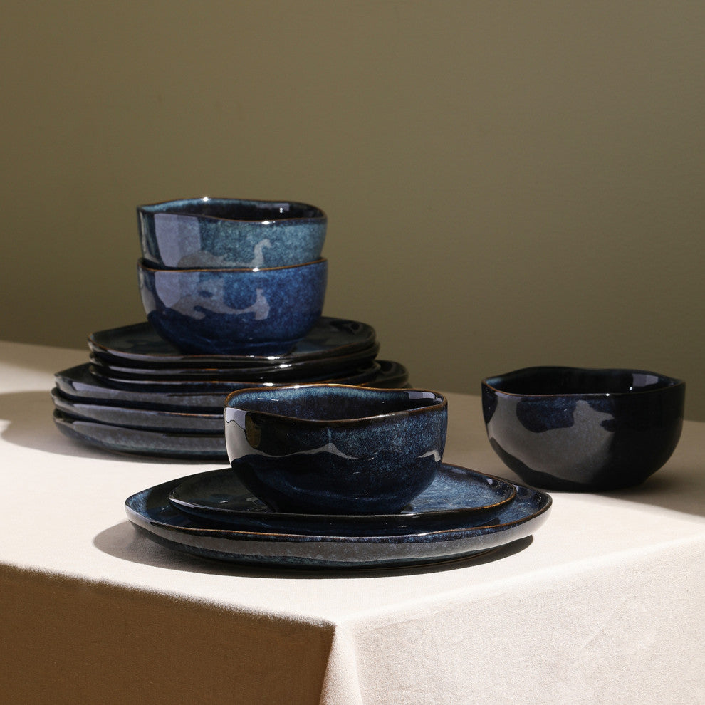 Stone Lain Mirella Stoneware 24-Piece Dinnerware Set, Blue