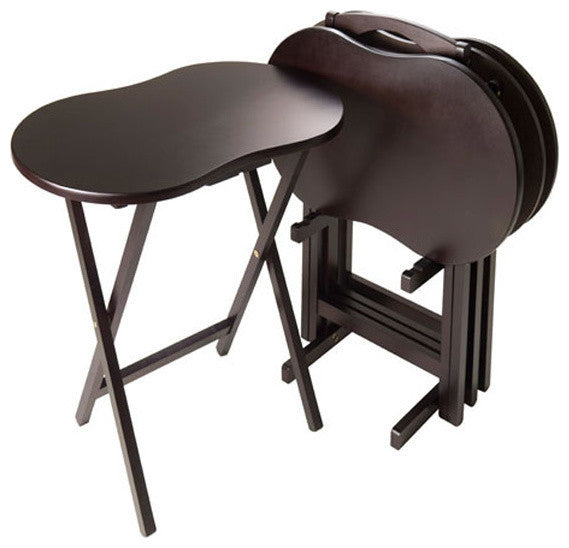 Winsome Skippy 5-Piece Transitional Solid Wood TV Table Set in Espresso