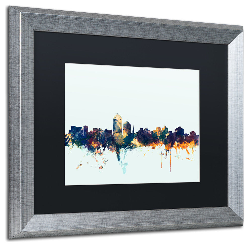 Michael Tompsett ''Albuquerque NM Skyline Blue'' Matted Framed Art, 16x20