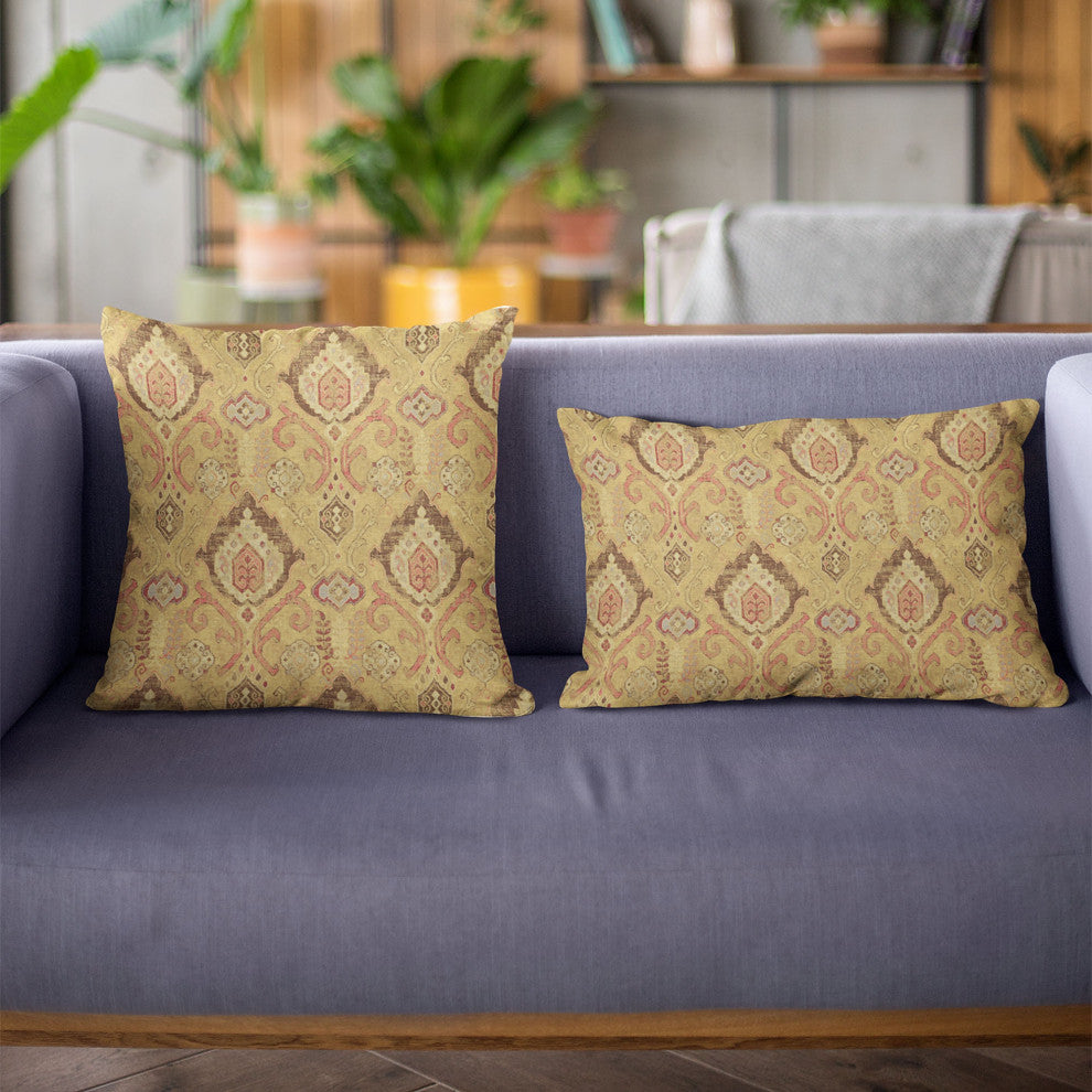 Vintage Gold Romero Woven Luxury Throw Pillow, Double sided 20"x20"