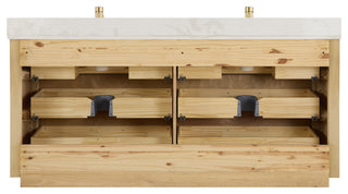 Porto Bath Vanity with White Quartz Stone Top, Dark Brown Oak, 72 in., No Mirror