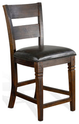 Ladder Back Counter Stool Leather Seat Set Of 2