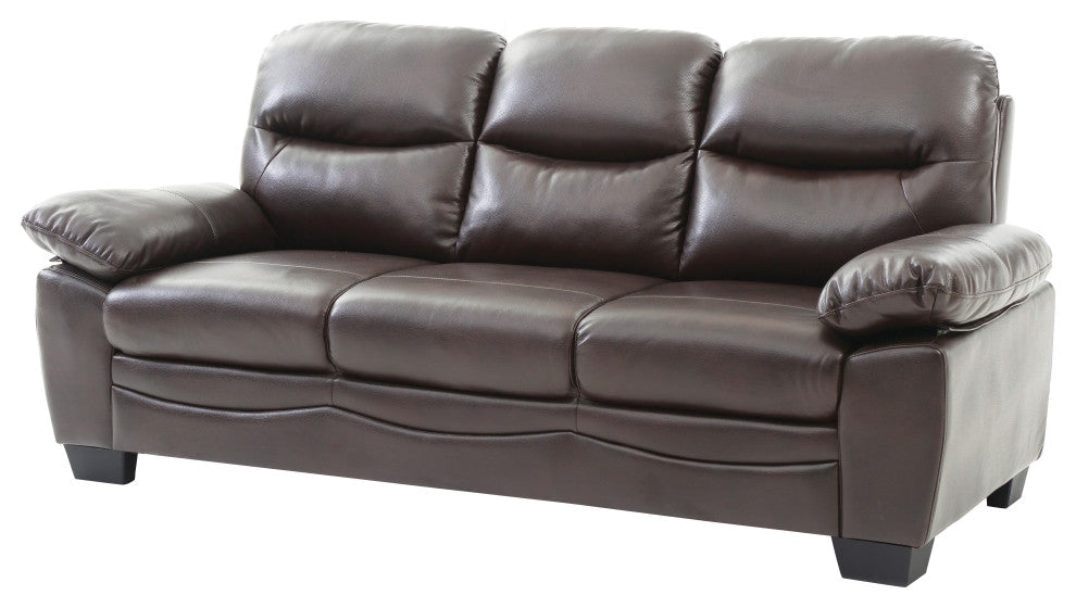 Nipomo Faux Leather Sofa, Dark Brown