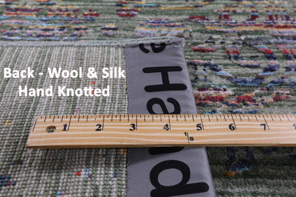 4' 1" X 6' 2" Modern Hand Knotted Wool and Silk Rug Q11843