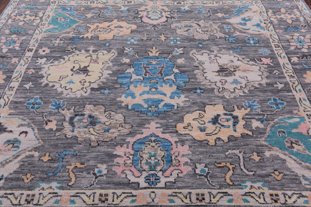 8' Square Turkish Oushak Hand Knotted Wool Rug - Q15704