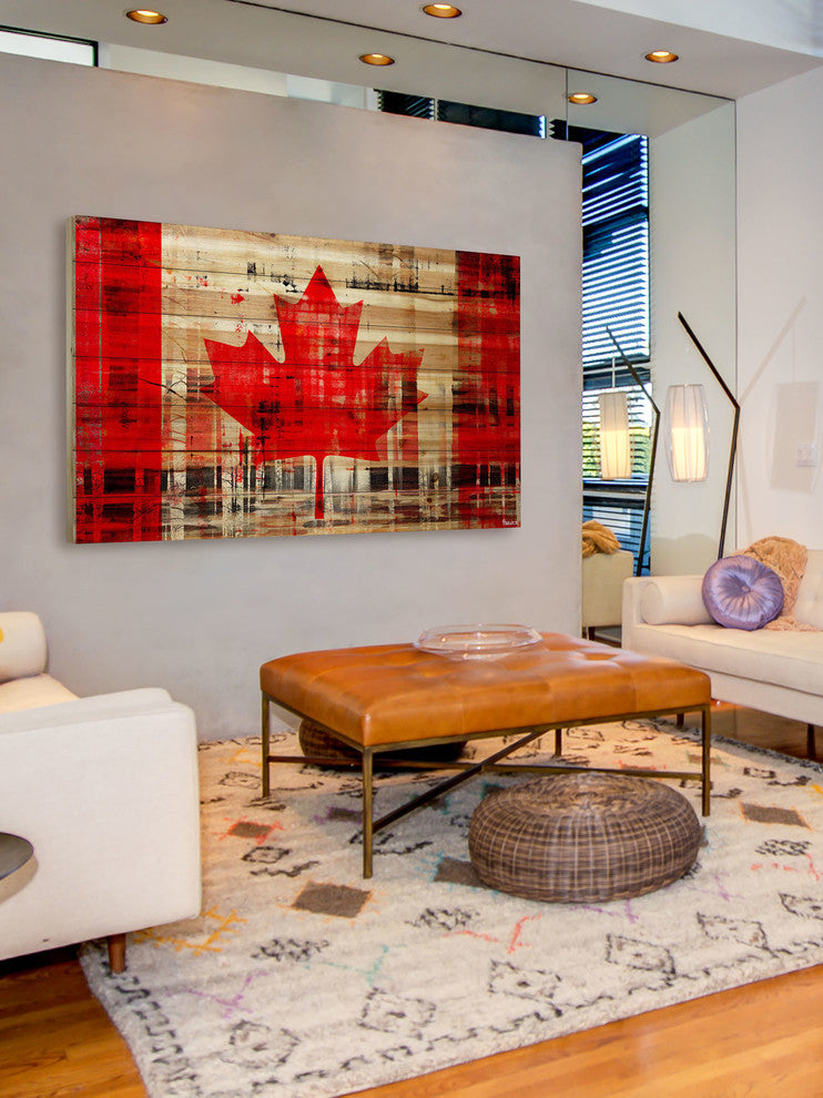 "Canadian Trees" Print on Natural Pine Wood, 36"x24"