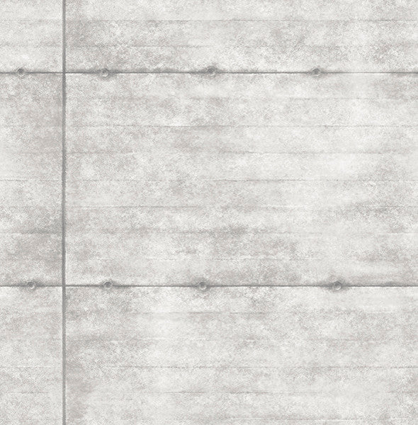 Concrete Industrial Grid Wallpaper, Warm Tone Gray, Sample
