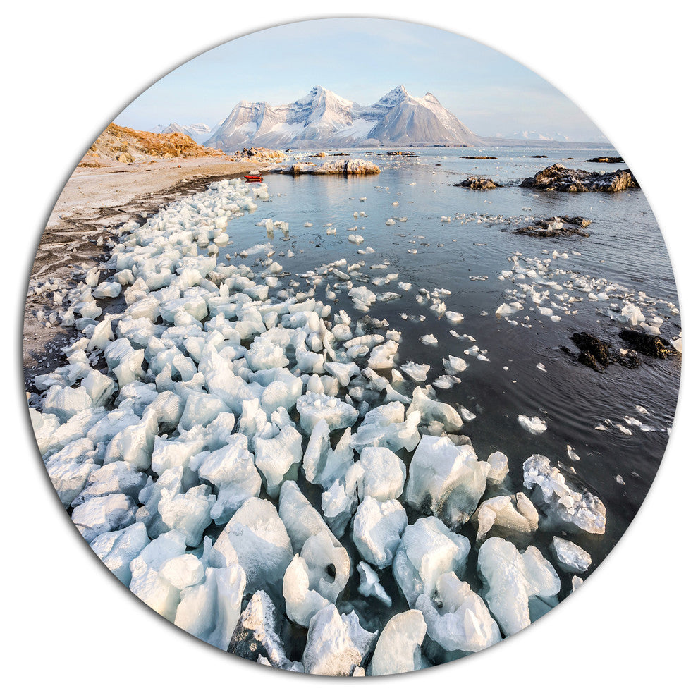 Sunny Morning In Arctic Spitsbergen, Landscape Disc Metal Wall Art, 36"