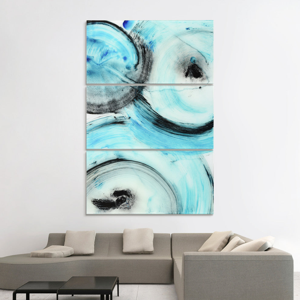 "Ripple Effect " Frameless Free Floating Tempered Glass Graphic Wall Art Set
