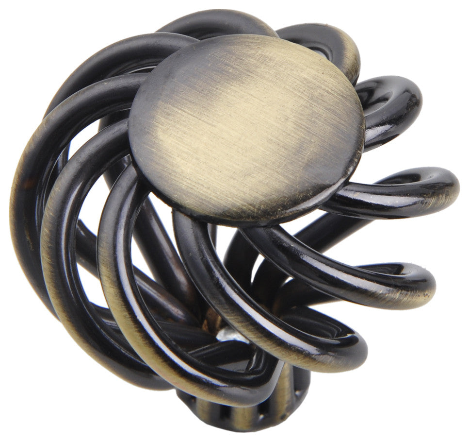 Utopia Alley Aire Round Swirl Cabinet Knob, Antique Brass, 1.4", 10 Pack