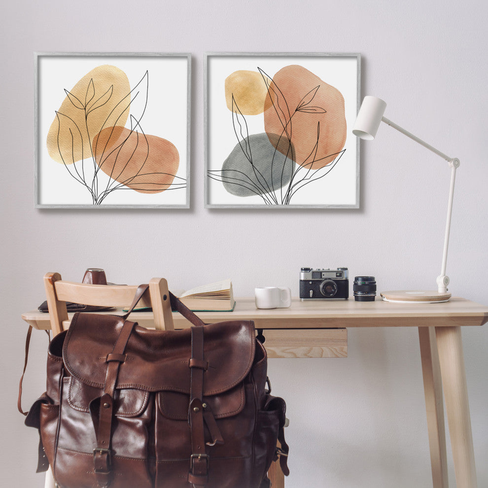 Simple Neutral Southwestern Tones Botanical Plant Design, 2pc, each 24 x 24