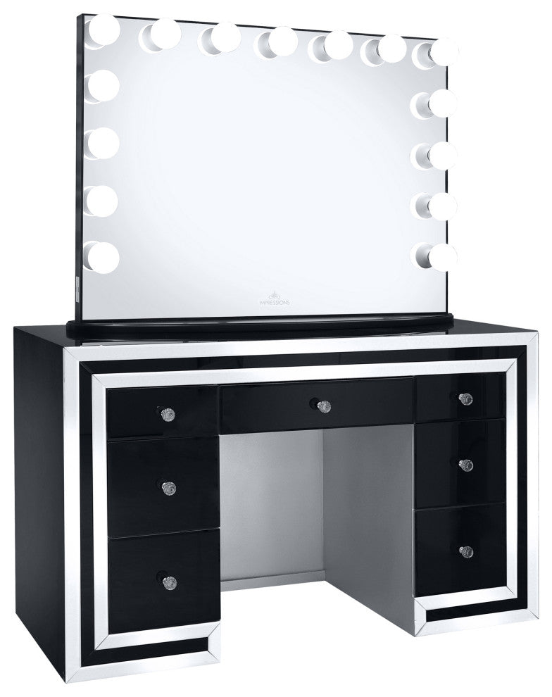Melanie Premium Mirrored Vanity Table, Black