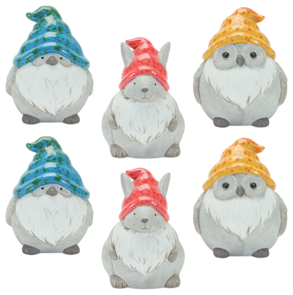 Terracotta Animal Gnome, 6-Piece Set