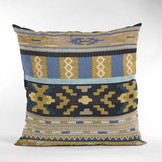Plutus Blue Unique Lanes Border Luxury Throw Pillow, 22"x22"