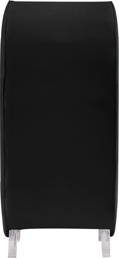 Crescent Velvet Upholstered Rounded Accent Chair, Black