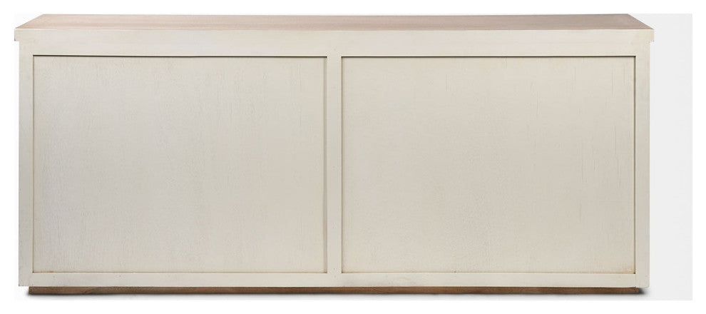 Fairview III Solid Wood Brown Top, White Frame 4 Cabinet Door Sideboard