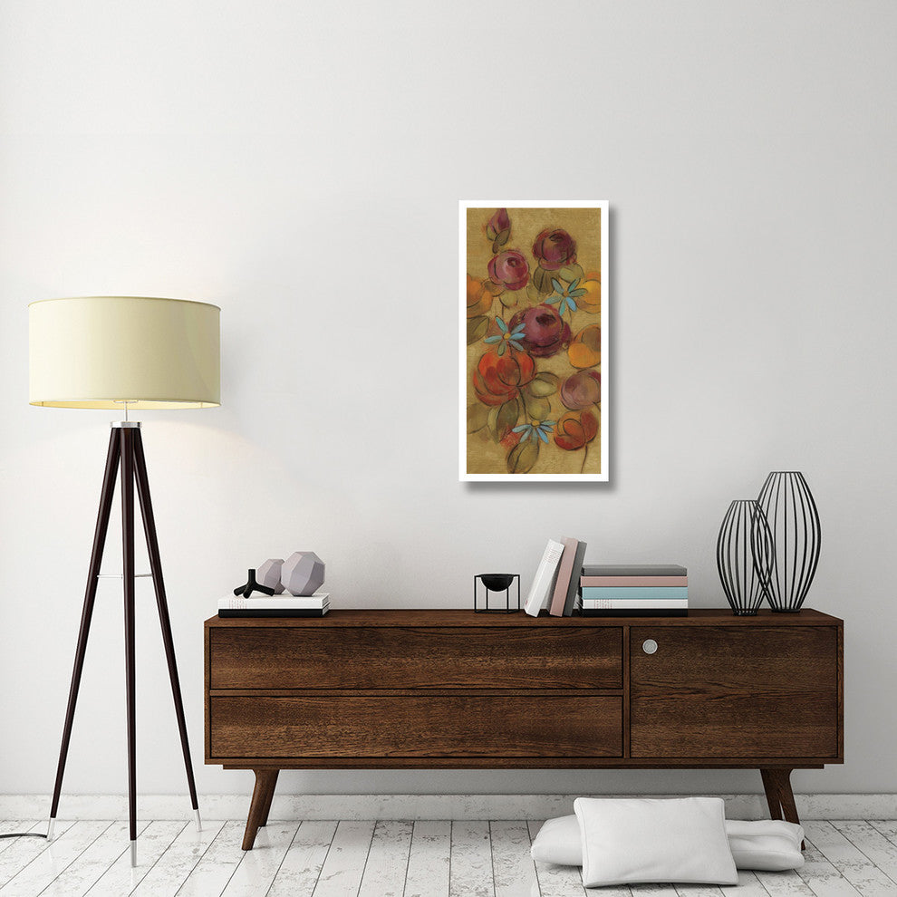 "Pressed Flowers II on Gold" Digital Paper Print by Silvia Vassileva, 20"x38"