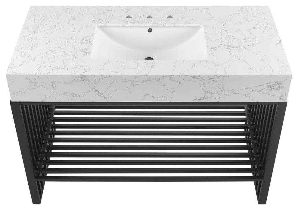 Gridiron 48" Bathroom Vanity, White Black