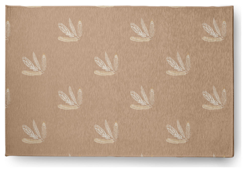Feather Pattern Spring Chenille Rug, Brown, 2'x3'