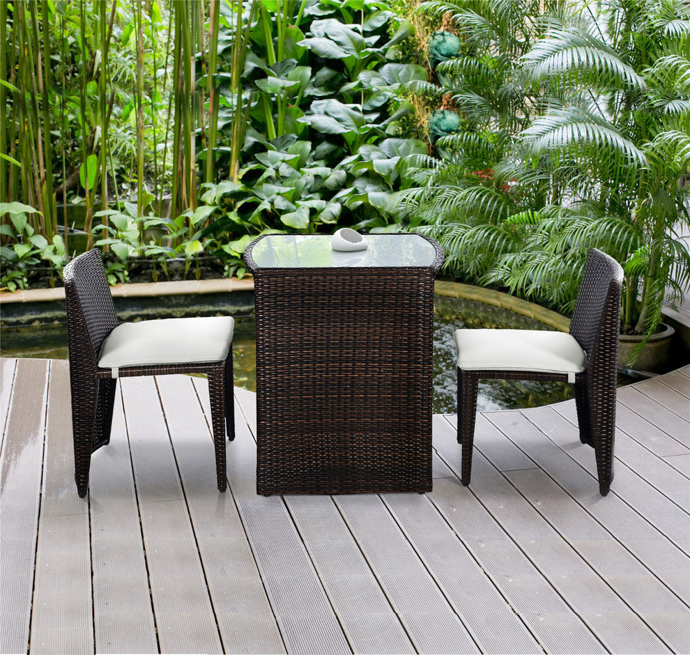 Costway 3 PCS Cushioned Outdoor Wicker Patio Set Garden Lawn Sofa Seat