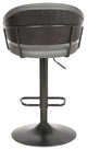 Brody Adjustable Gray Faux Leather Swivel Barstool, Black Powder Coated Finish