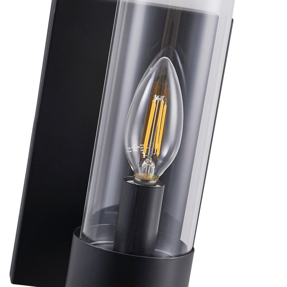 Modern 1-Light Cylinder Clear Glass Wall Sconce