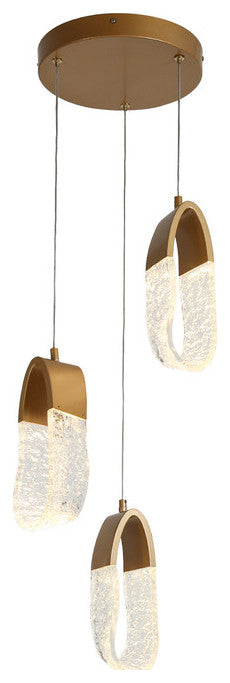 LNC Cleistocactus 3-Light 11.8" Modern Cluster Loop Chandelier, Gold